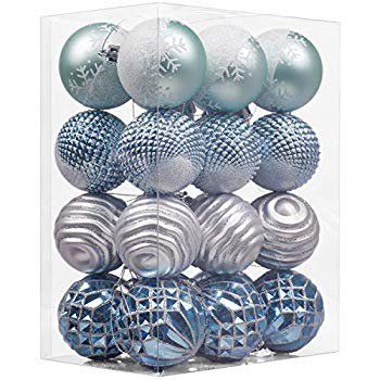 24ct 60mm Winter Land Sliver Light Blue Shatterproof Christmas Ball Ornaments Decoration for Christm | Walmart (US)