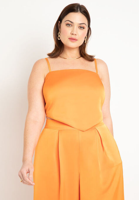 Pointed Hem Satin Crop Top | Eloquii