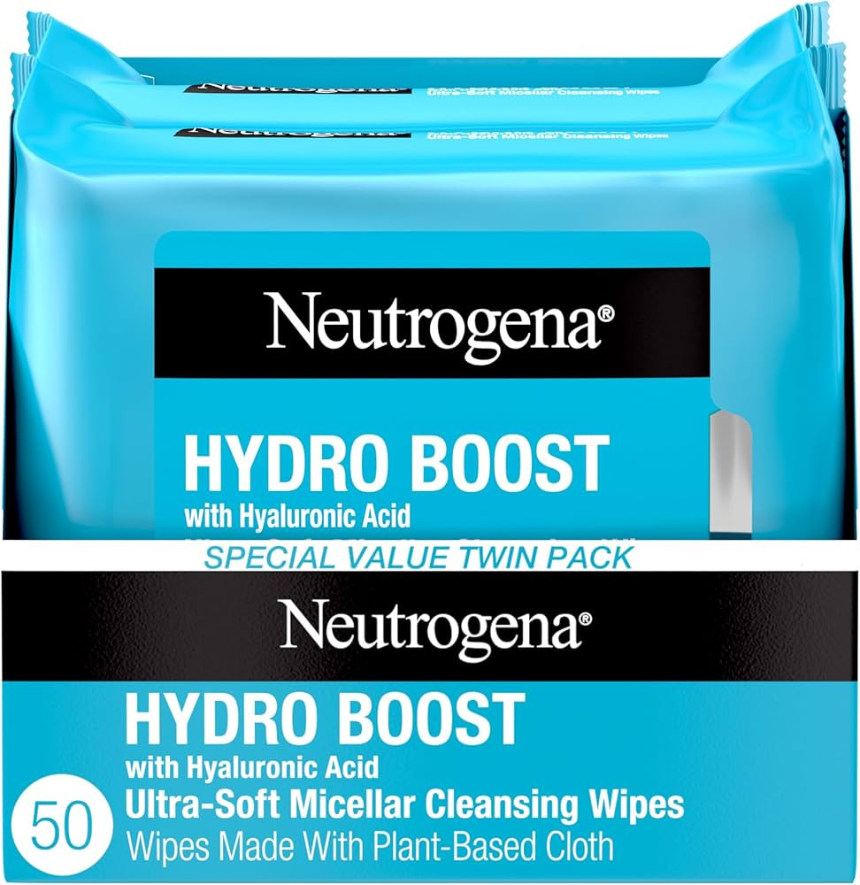 Neutrogena Hydro Boost Ultra-Soft Micellar Cleansing Wipes with Hyaluronic Acid, Hydrating Makeup... | Amazon (US)