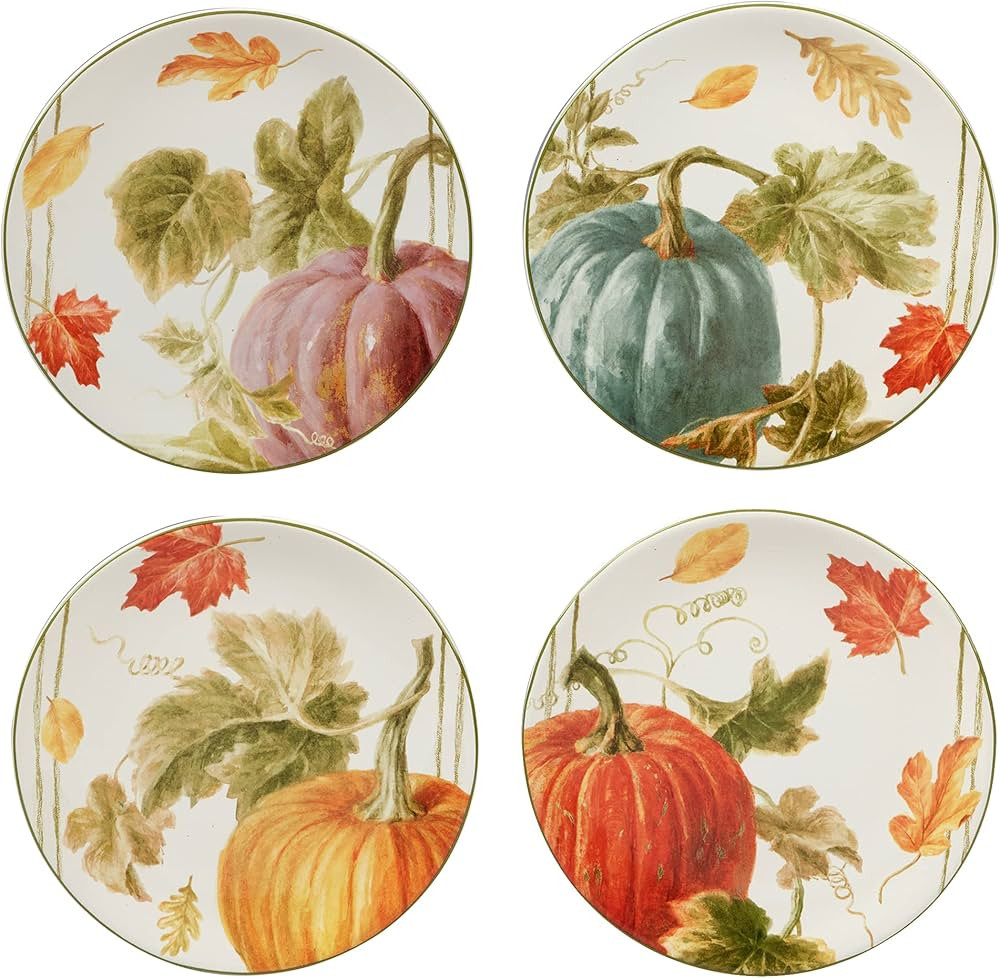 Certified International Autumn Harvest 9" Salad/Dessert Plates, Multicolor, Medium, Set of 4 | Amazon (US)
