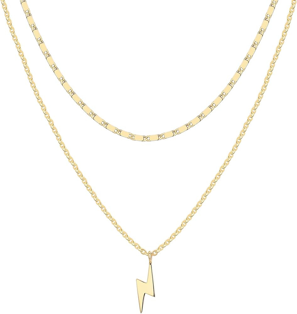 PAVOI 14K Gold Plated Layering Necklaces | Stylish Minimalist Design Pendant Necklaces | Butterfl... | Amazon (US)