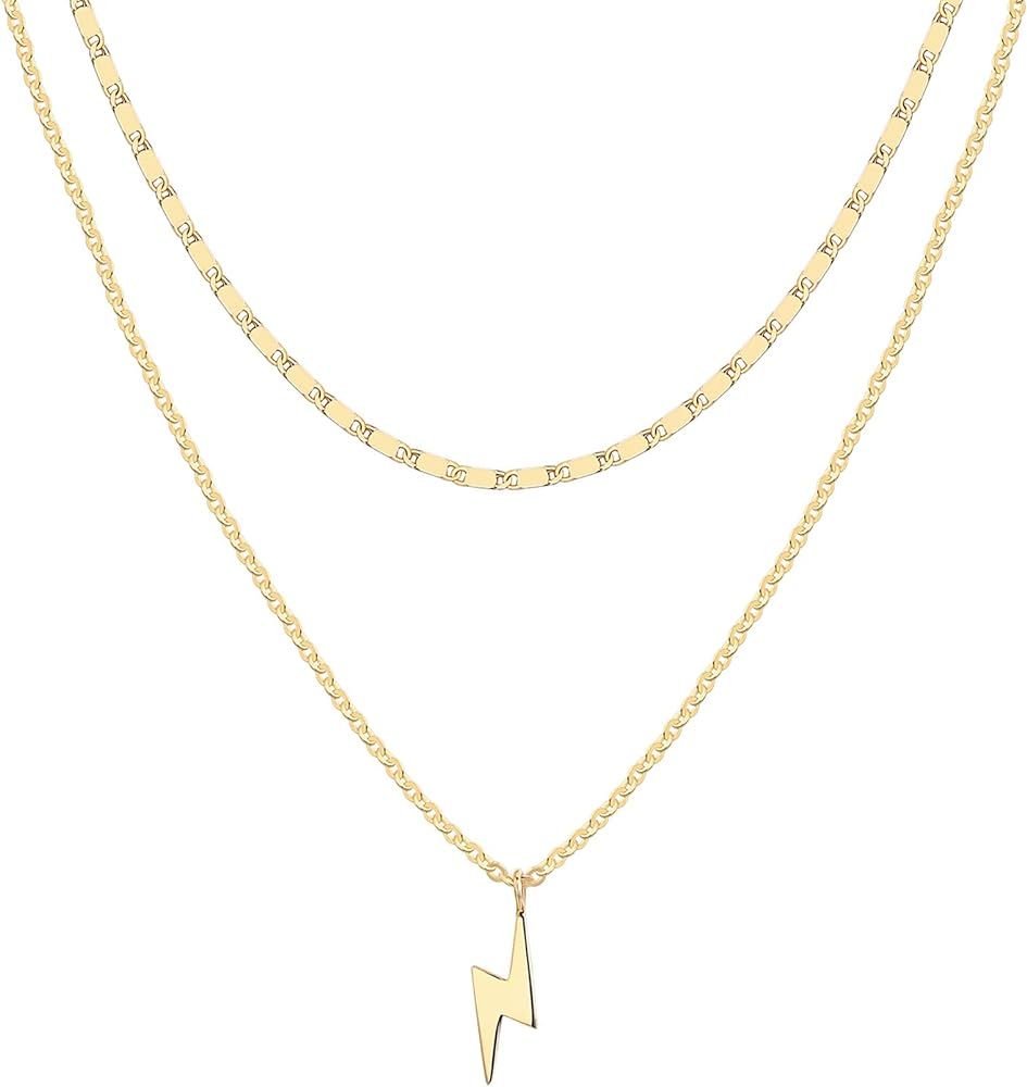 PAVOI 14K Gold Plated Layering Necklaces | Stylish Minimalist Design Pendant Necklaces | Butterfl... | Amazon (US)