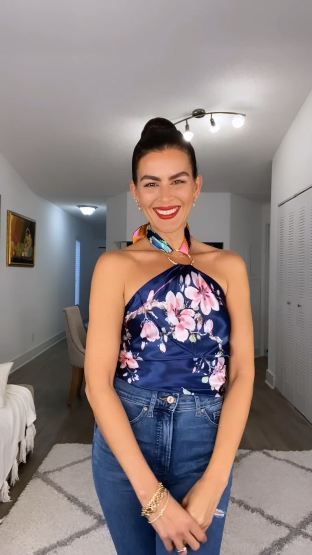 DIY top with a scarf! Looks beat with a blazer, jacket and jeans. Scarf comes in a pack of 4 from Amazon.Flare  Jeans from Express in size 4 , and on sale. Adding similar bangle bracelets. 

#LTKsalealert #LTKFind #LTKstyletip