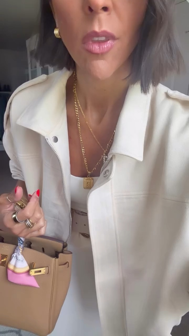 Size small in jacket and skirt, size xs in tank with built in bra

#LTKSeasonal #LTKootd #LTKgrwm