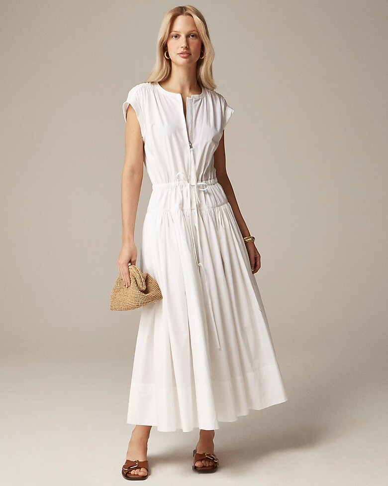 Drop-waist midi dress in cotton poplin | J. Crew US