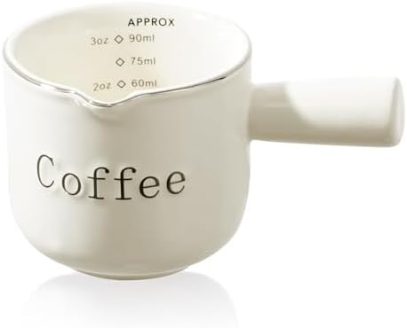 PARACITY Espresso Cups Ceramic with Handle, Measuring Cup with Dual Scale, Espresso Shot Glass wi... | Amazon (US)