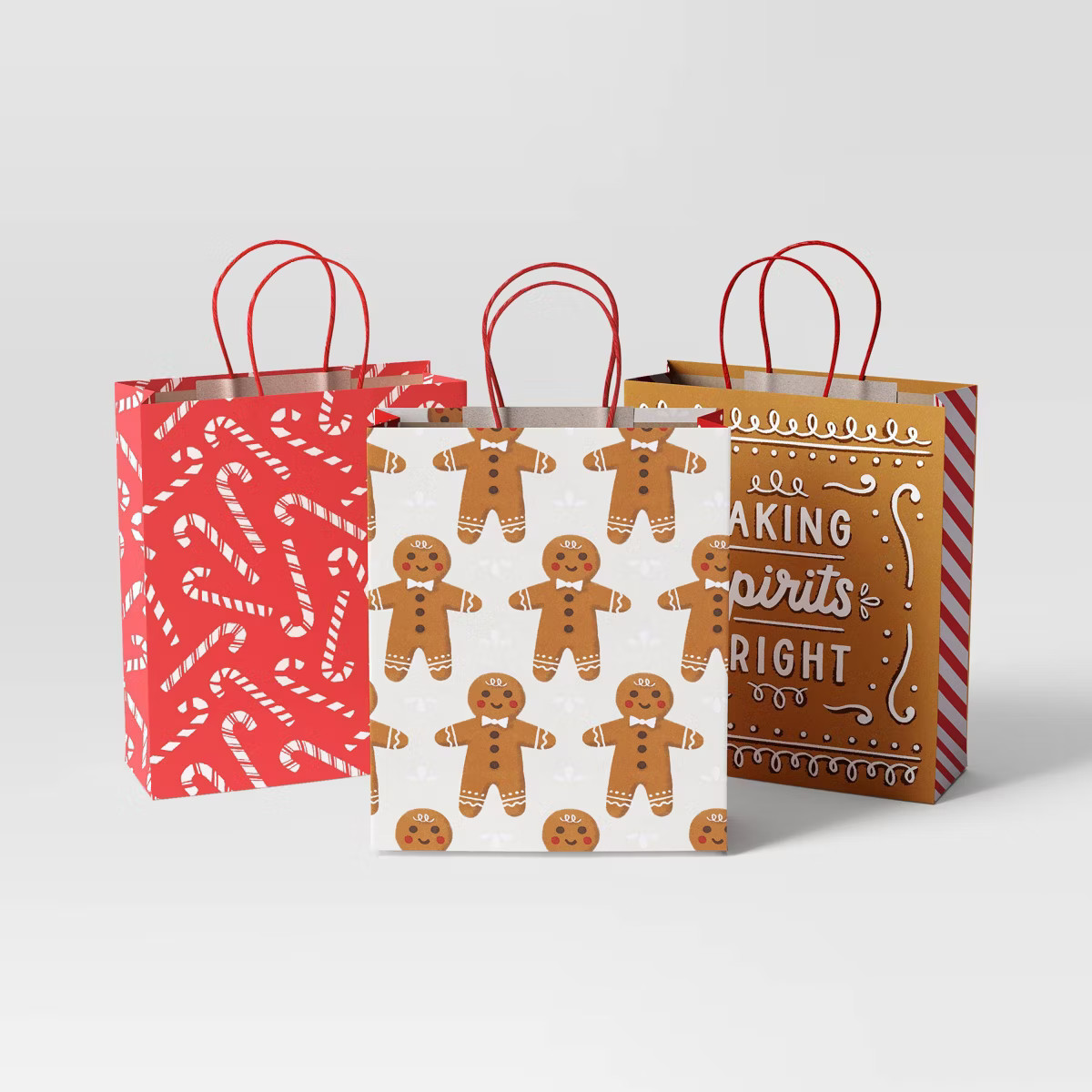 3ct Gingerbread and Candy Canes Large Cub Christmas Gift Bags Bundle - Wondershop™ | Target
