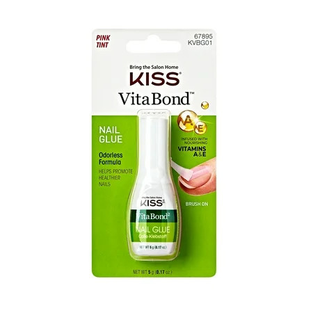 KISS VitaBond Brush-On Nail Glue For Press On Nails Vitamin A & E Infused 5g (0.17 oz.) | Walmart (US)