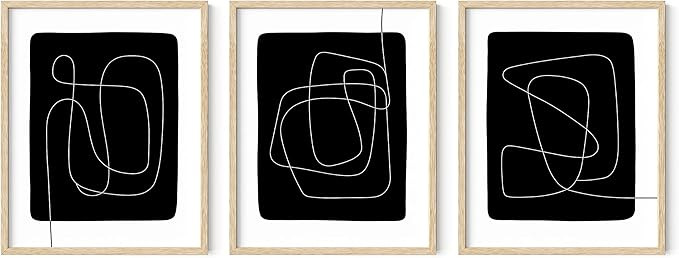 HAUS AND HUES Framed Black and White Wall Art - Black Wall Art Set of 3, Black and White Abstract... | Amazon (US)
