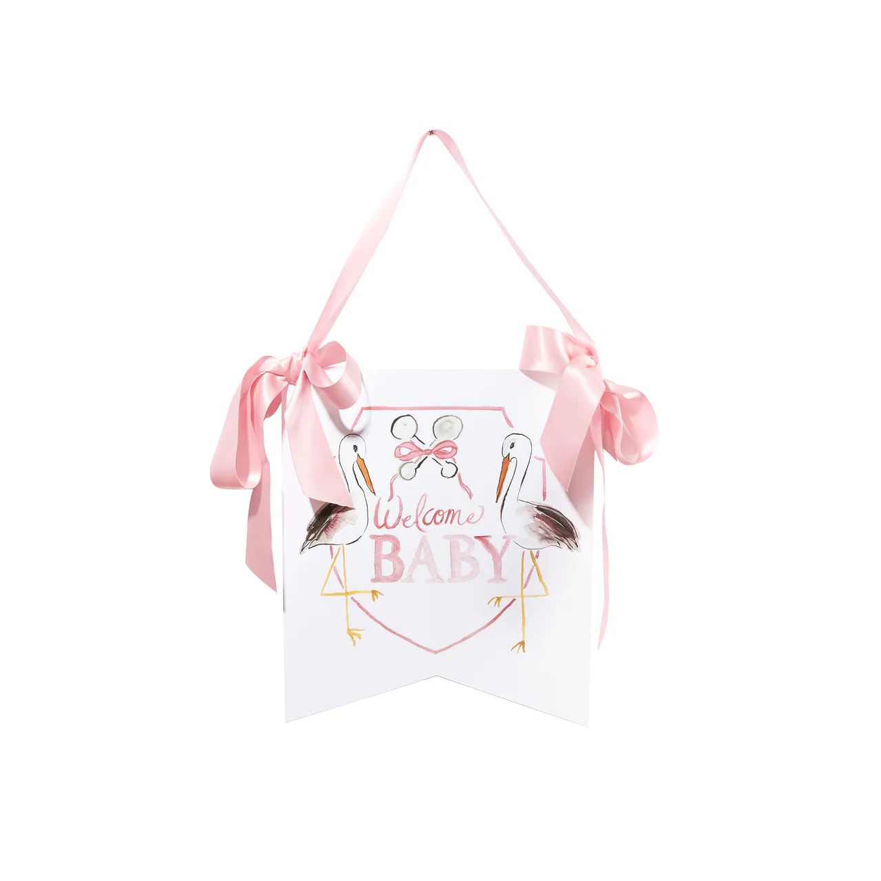 Welcome Baby Stork Hanger: Pink | Loozieloo