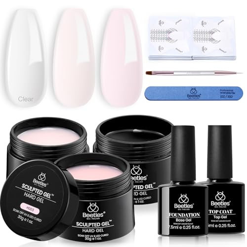 Beetles Builder Gel for Nails-3 Colors 9 in 1 Nail Extension Sculpting Building,Clear Nude Pink Hard Gel Kit with Base Top Coat for Pros Women,UV & LED Lamp Cured Needed | Amazon (US)