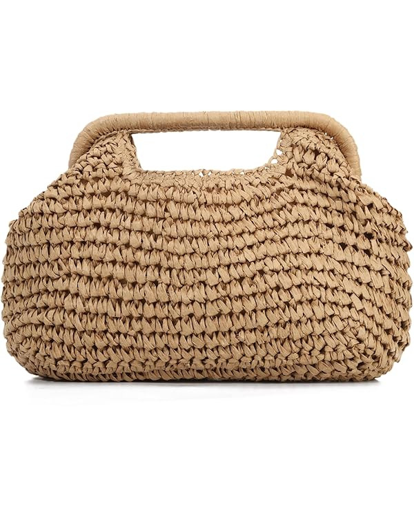 LHHMZ Women Straw Dumpling Clutch Bag, Woven Straw Clutch Handbag, Summer Beach Crossbody Shoulde... | Amazon (UK)