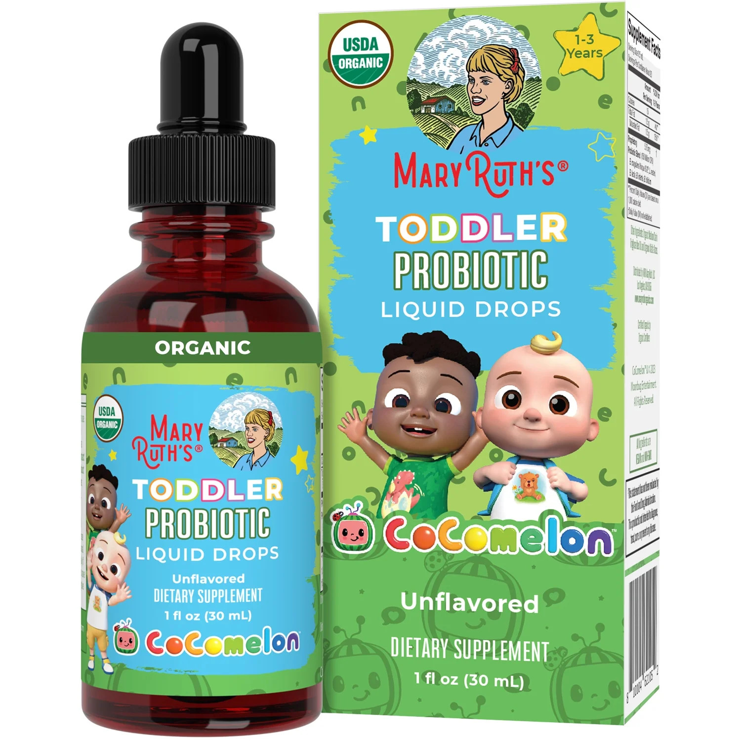 MaryRuth's Cocomelon Toddler Probiotic Liquid Drops, Organic, 1 fl oz | Walmart (US)