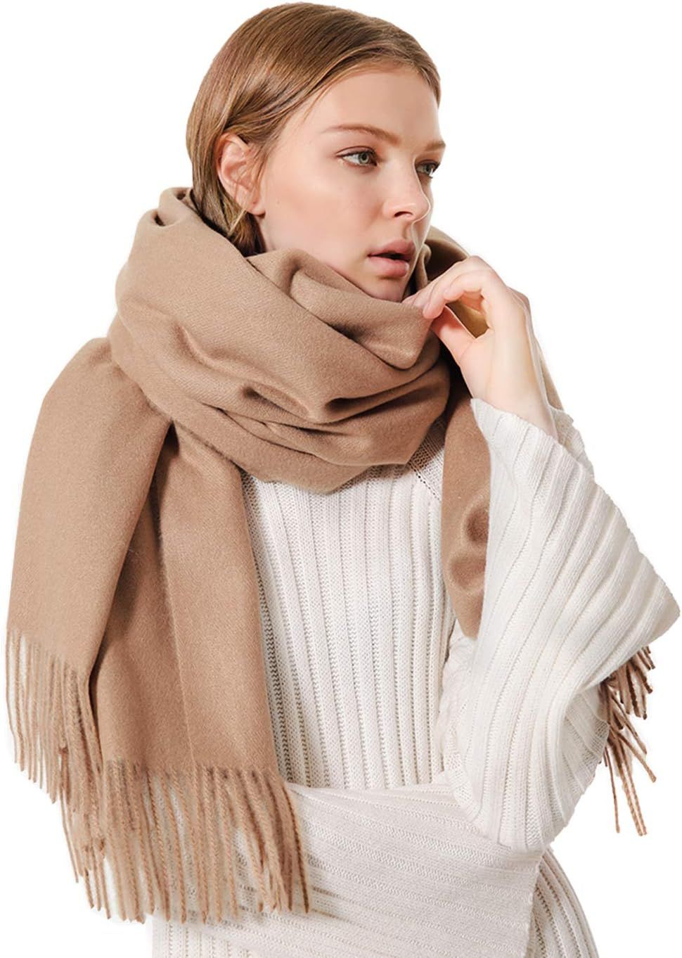 Scarf for Women Cashmere Scarfs Warm Wool Wrap Shawl for Winter Light Tan | Amazon (CA)