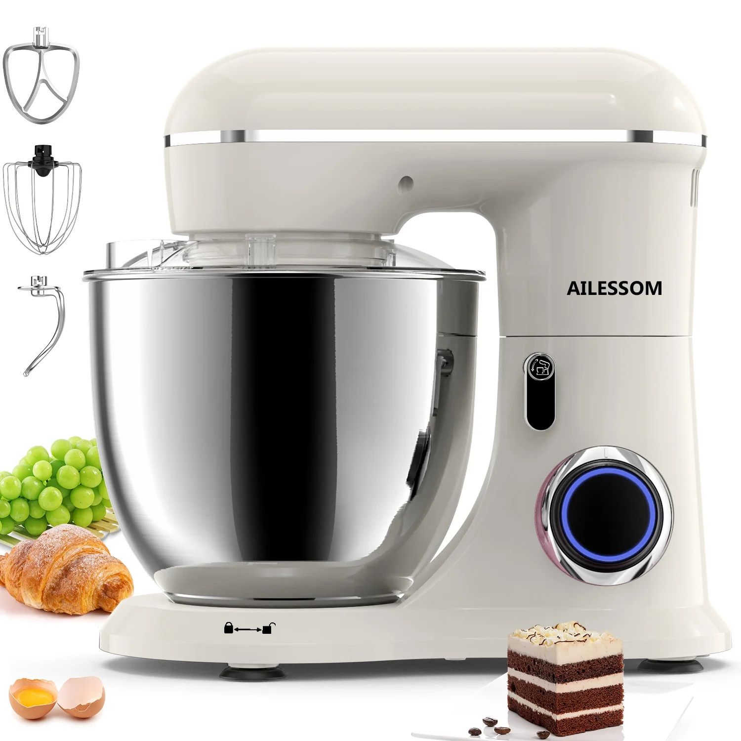 Ailessom New Stand Mixer,6-QT 10-Speed Tilt-Head Kitchen Electric Mixer with Bowl, Dough Hook, Be... | Walmart (US)