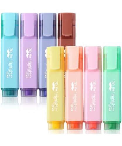 Mr. Pen- Pastel Highlighter, 8 pcs, Tank Style, Chisel Tip, Cute No Bleed Bible Highlighter, School Supplies, Back to School Supplies | Amazon (US)