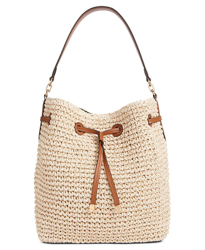 Lauren Ralph Lauren Crochet-Straw Debby Drawstring Bag & Reviews - Handbags & Accessories - Macy'... | Macys (US)