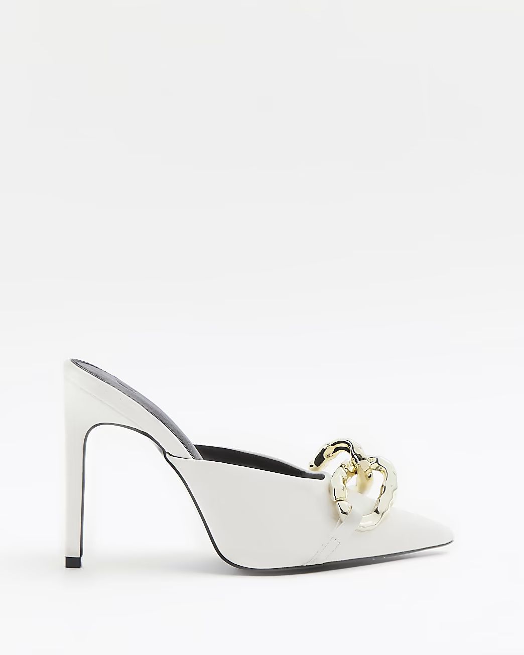 White chain detail heeled court shoes | River Island (UK & IE)