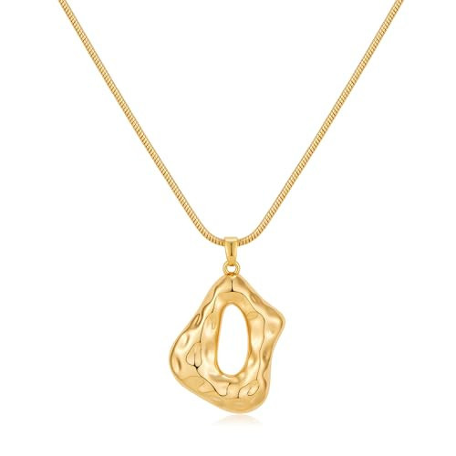 MIJENITI Boho Chunky Gold Statement Necklaces for Women - Trendy Beach Gold Hammered Pendant Necklaces, Statement Chunky Jewelry Boho Jewelry Gifts for Women | Amazon (US)