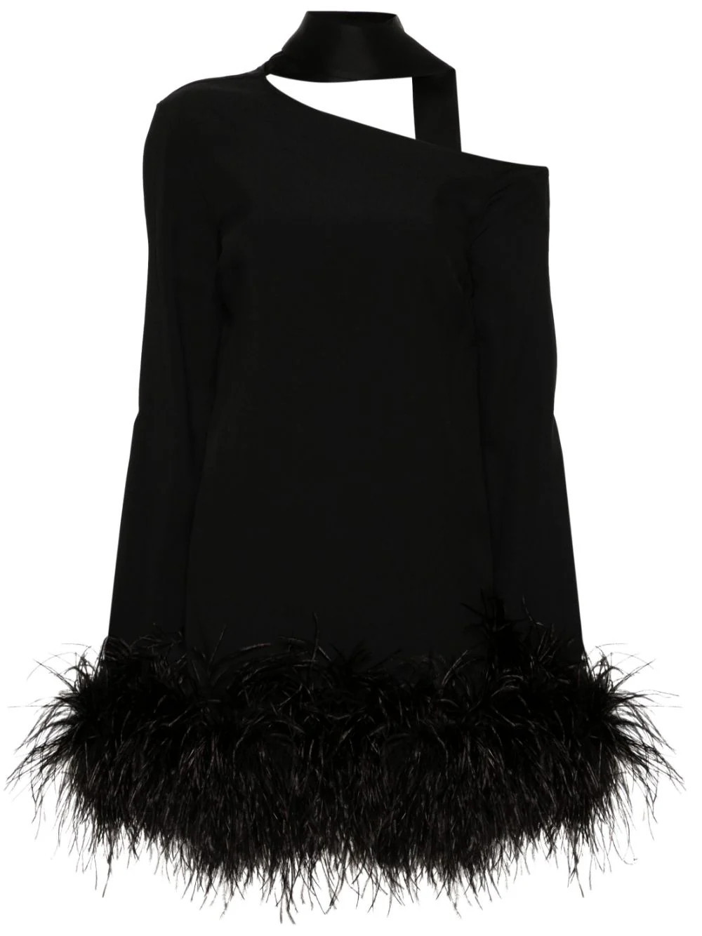 Taller Marmo Adige feather-trim minidress - Black | Farfetch Global