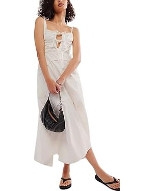 Women Y2k Summer Dresses Boho Flroal Spaghetti Strap Smocked Flowy Maxi Dress Cute Tie Shoulder M... | Amazon (US)