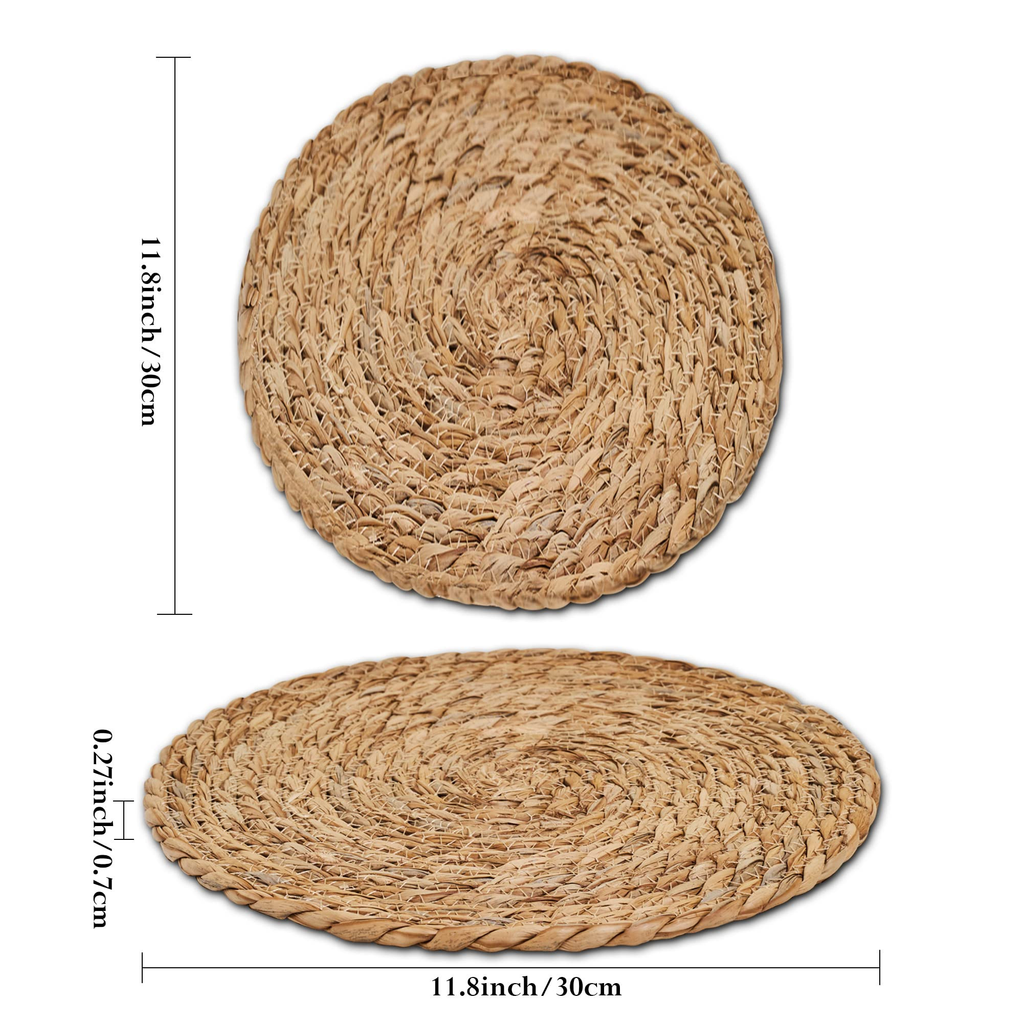 Defined Deco Woven Placemats Set of 10,12" Round Rattan Placemats,Natural Hand-Woven Water Hyacin... | Amazon (US)