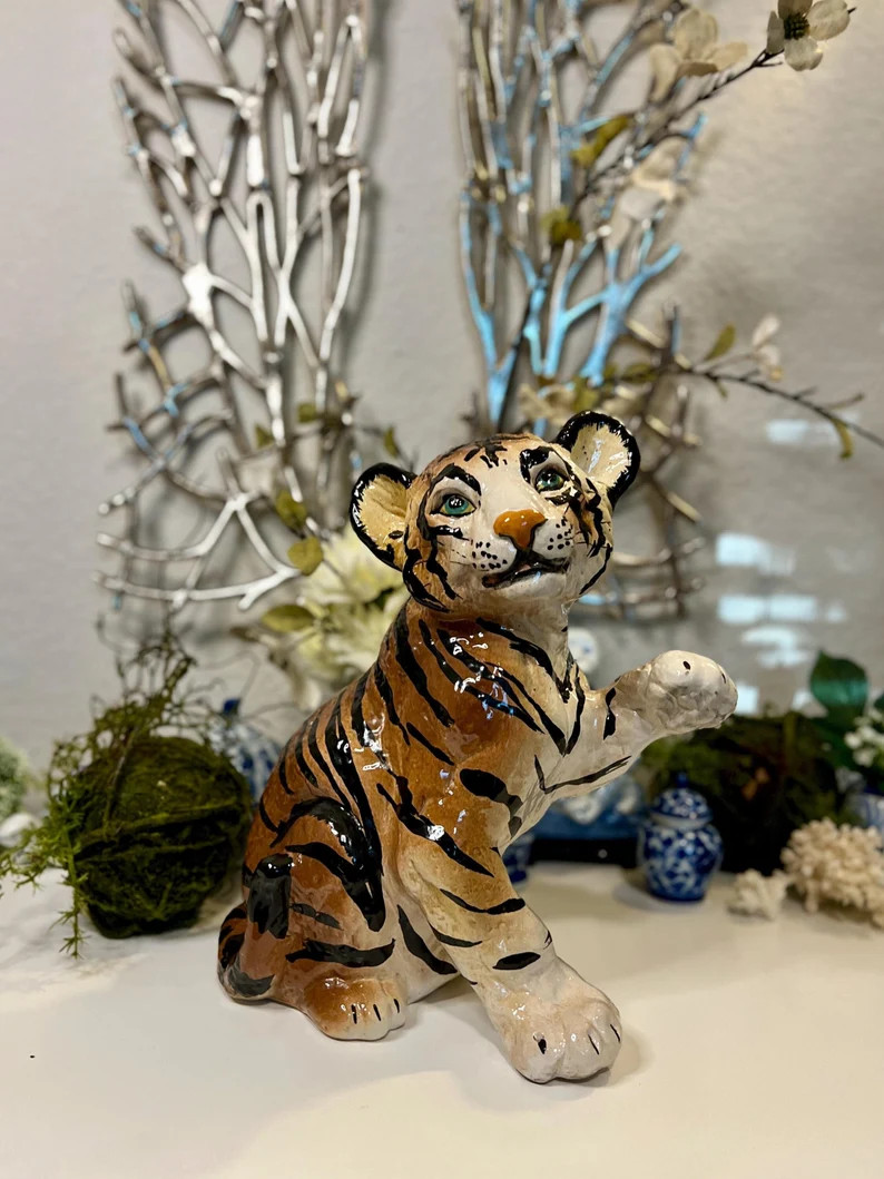 CLEARANCE: Large Italian Ceramic Tiger Cub - Etsy | Etsy (Global)