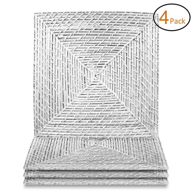 Better Homes & Gardens White Square Rattan Chargers Set of 4 | Walmart (US)