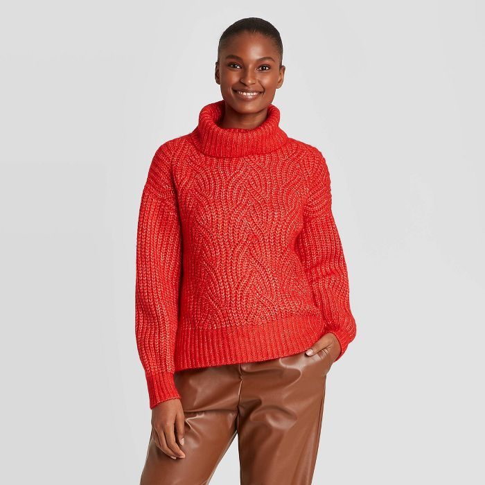 Women's Turtleneck Cable Stitch Pullover Sweater - A New Day™ | Target