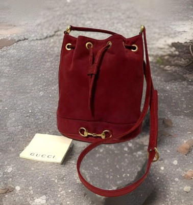 Vintage GUCCI  Horsebit Drawstring bag purse suede From Japan Auth 0394  | eBay | eBay US