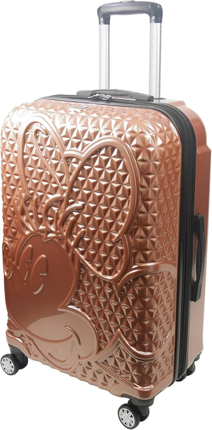 FUL Disney Minnie Mouse 25 Inch Rolling Luggage, Textured Hardshell Suitcase with Wheels, Rose Go... | Amazon (US)