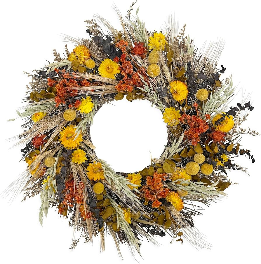 ANDALUCA All Natural Handcrafted Preserved Floral Fall Wreath (California Harvest) | Amazon (US)