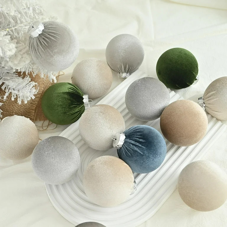 3.15" Velvet Christmas Balls Decoration Xmas Tree Hanging Pendants 15pcs with Box | Walmart (US)
