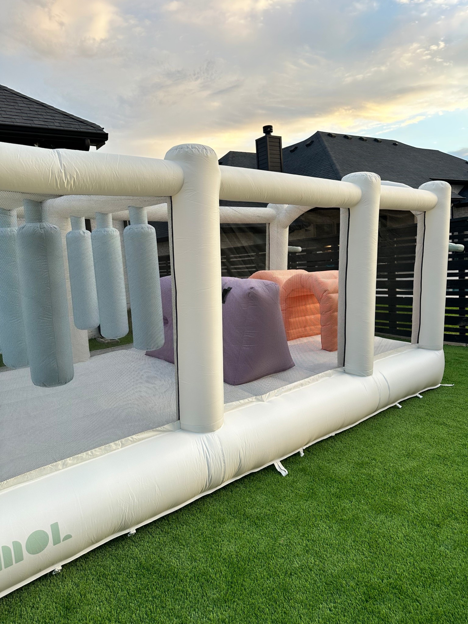our obstacle course bounce house with a slide 🛝 perfect for summer get togethers! ☀️ 

#LTKKids #LTKHome #LTKmomlife