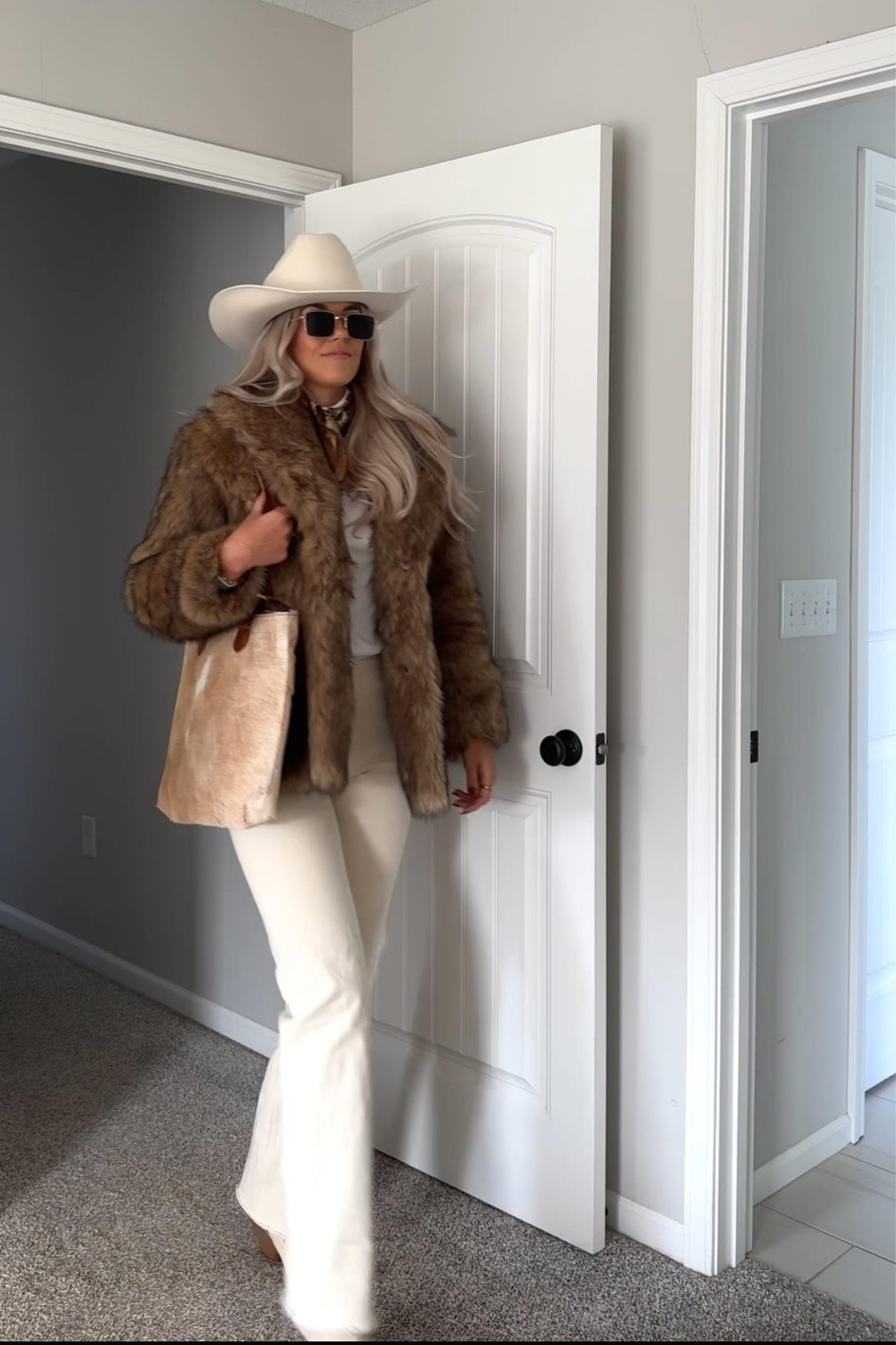 size xs in fur coat, size 26 extra long in jeans, size small in top + code KIRAMAE15 for the hat :)  size up in western booties!

#LTKStyleTip #LTKHoliday #LTKSeasonal