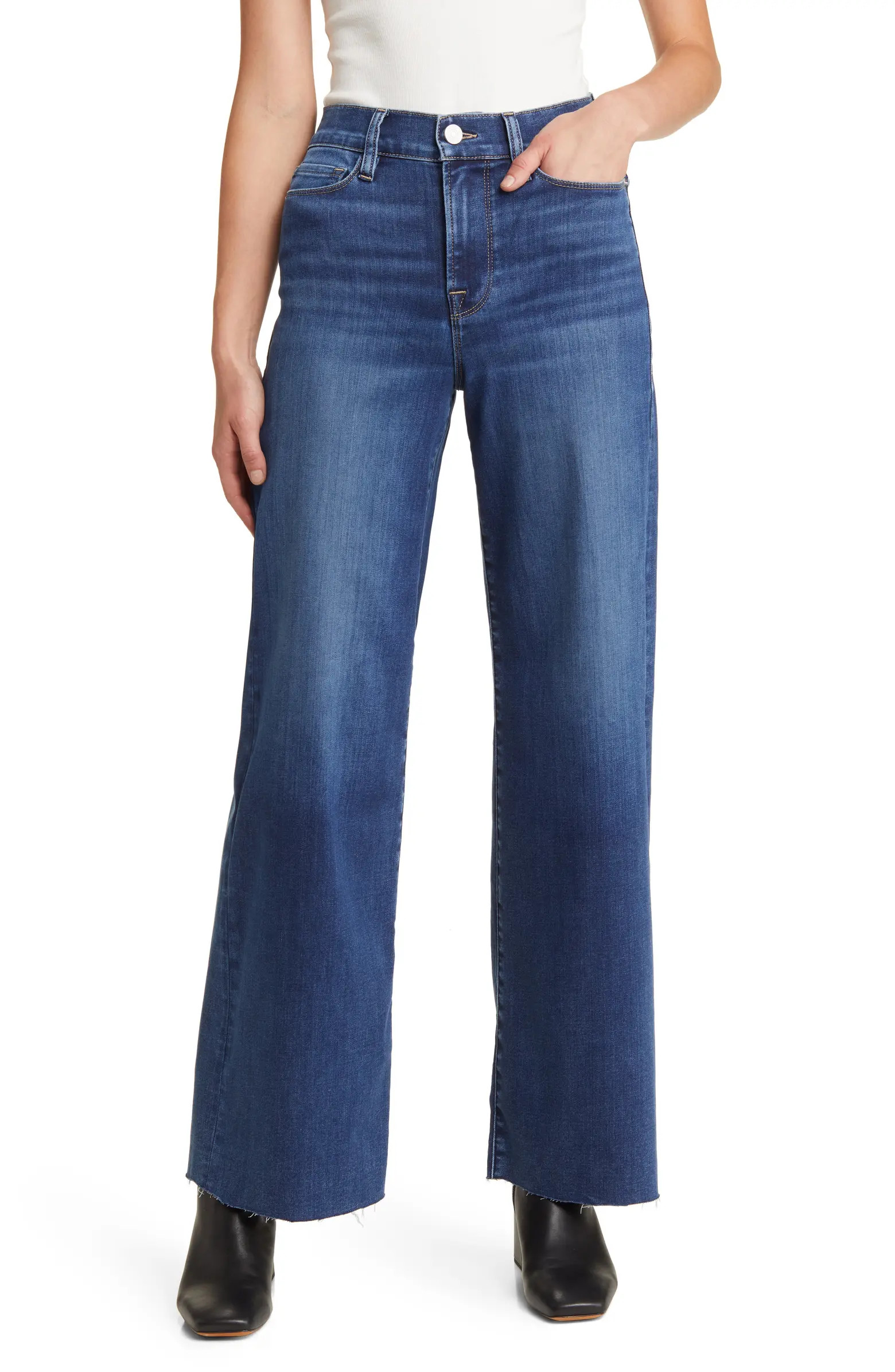 FRAME Le Slim Palazzo Raw Hem High Waist Wide Leg Jeans | Nordstrom | Nordstrom