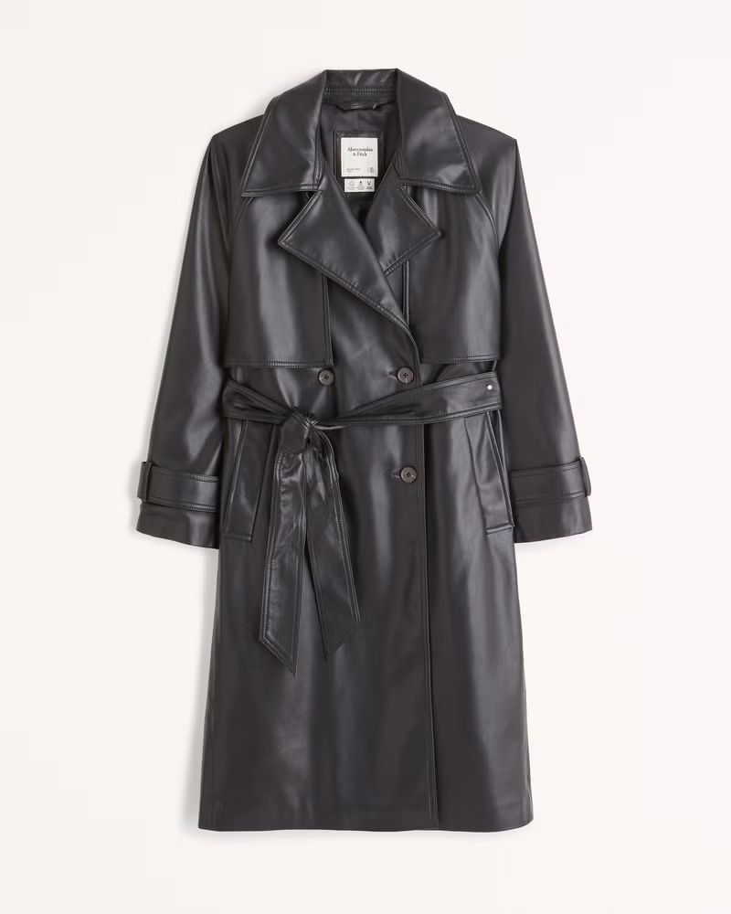 Vegan Leather Trench Coat | Abercrombie & Fitch (US)