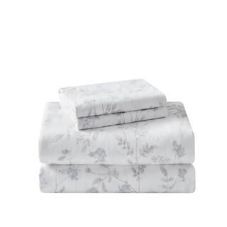 Fawna 4-Piece Gray Floral Cotton Sheet Set Full | The Home Depot