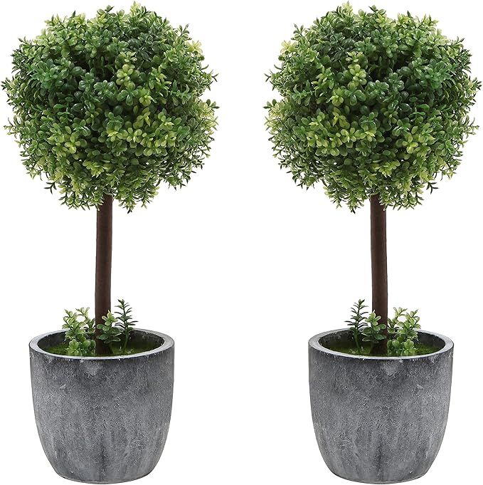 MyGift Artificial Boxwood Topiary Trees, Fake Plants Decor - 12 Inch Faux Tabletop Decorative Sma... | Amazon (US)