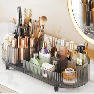 New Rotating Makeup Organizer For Vanity With Brush Holder, Cosmetic Makeup Storage Organizer, Large Capacity Spinning Makeup Skincare Organizer, Coun | Wayfair North America