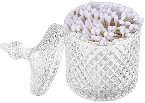YOUDirect Apothecary Jar, 20 OZ Glass Qtip Holder with Lid, Luxurious Crystal Canister Bathroom C... | Amazon (US)