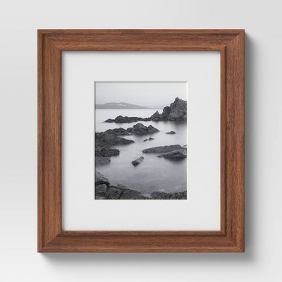 14" x 18" Matted to 11" x 14" Wood Wall Frame Midtone Woodgrain - Threshold™: Traditional Style, MDF, Glass Glazing | Target