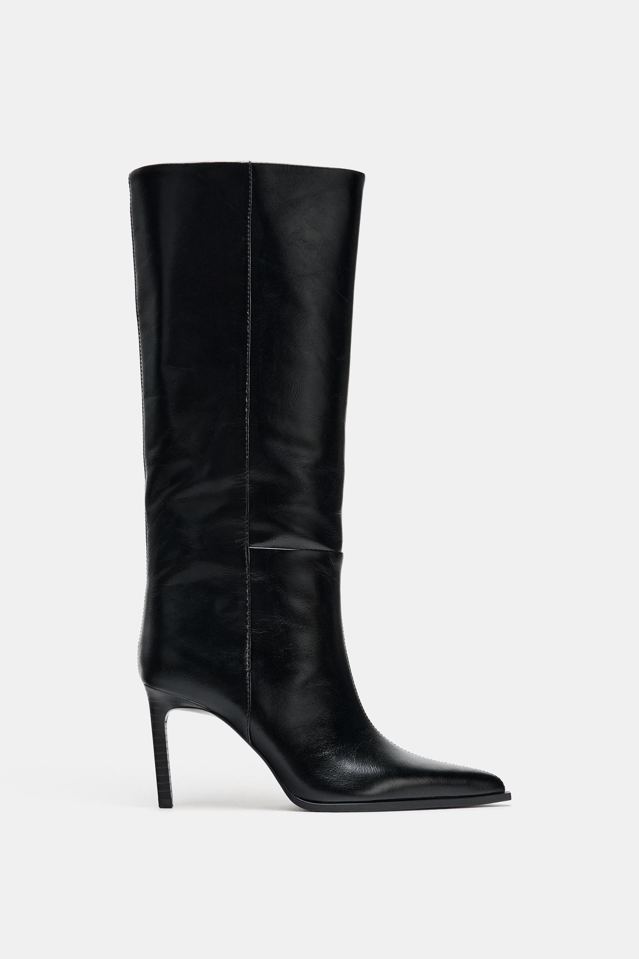 HEELED LEATHER BOOTS | Zara US