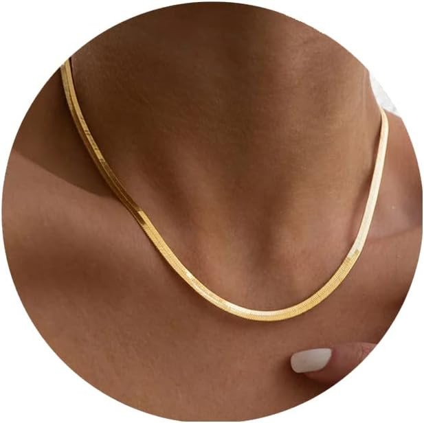 FUNEIA 14K Gold Chain Necklace for Women Dainty Layered Choker Necklaces Set for Teen Layering He... | Amazon (US)