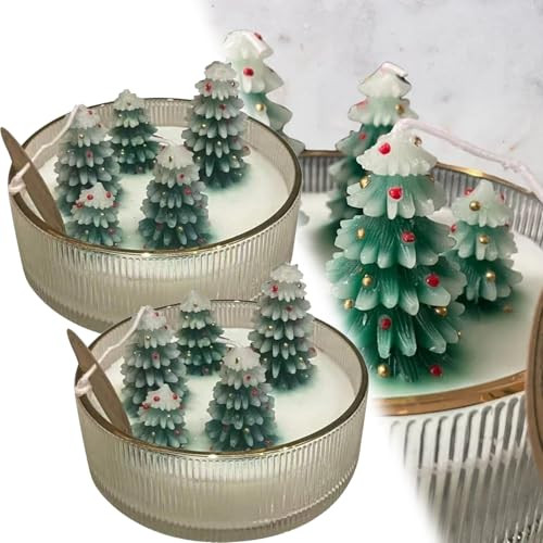 Viral Christmas Tree Candles, Aspen Christmas Tree Candle, Handmade Delicate Tree Candles, Aspen Winter Forest Scented Candle, Christmas Tree Taper Candles, Home Decoration for Plant Lovers (2 PC) | Amazon (US)