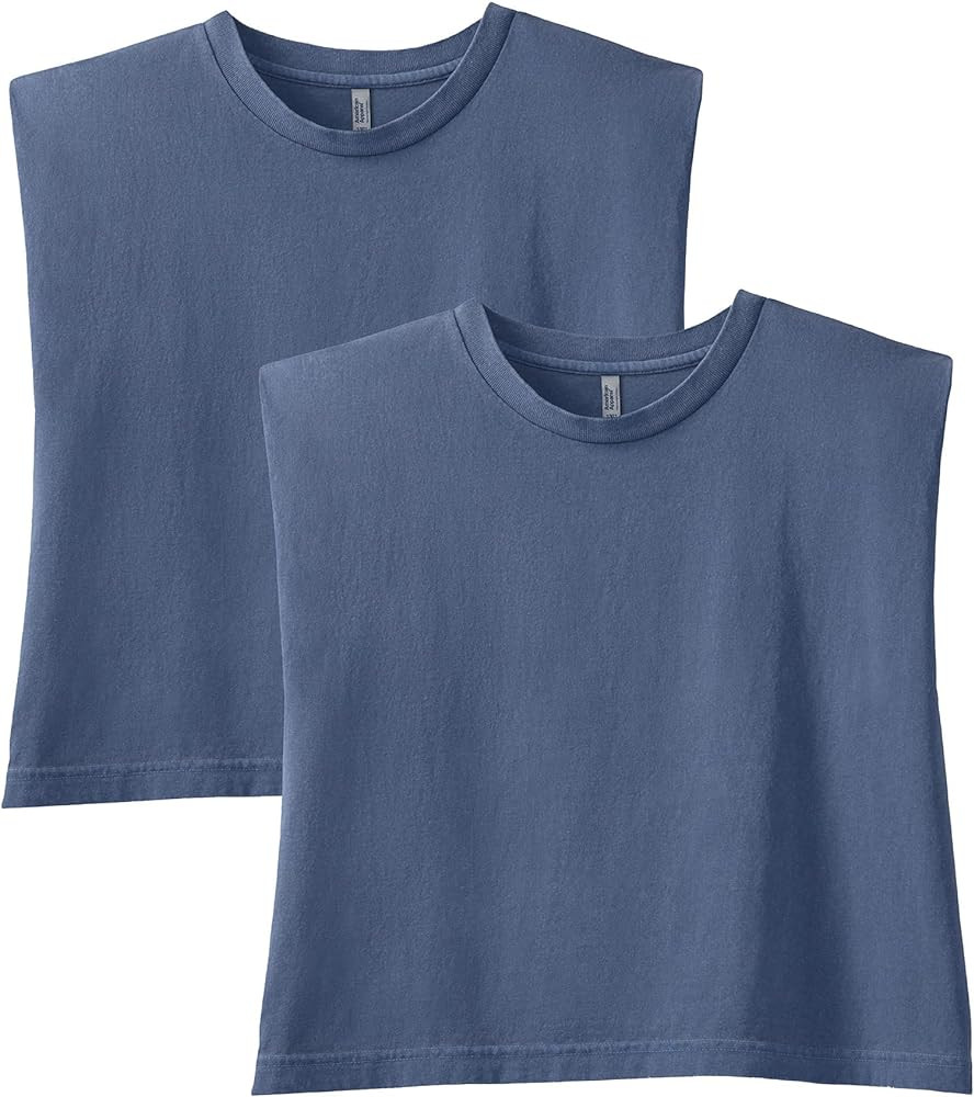 American Apparel Women's Heavyweight Cotton, Boxy, Cropped, and Garment Dyed Muscle T-Shirt, Styl... | Amazon (US)