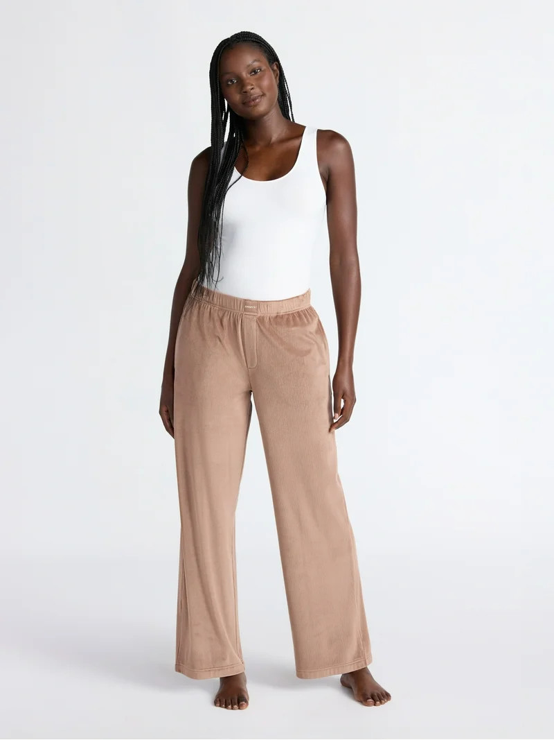 Joyspun Women's Velour Wide-Leg Sleep Pants, Size XS-3X | Walmart (US)