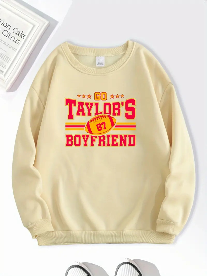 Football Letter Print Sweatshirt Crew Neck Casual Sweatshirt - Temu | Temu Affiliate Program