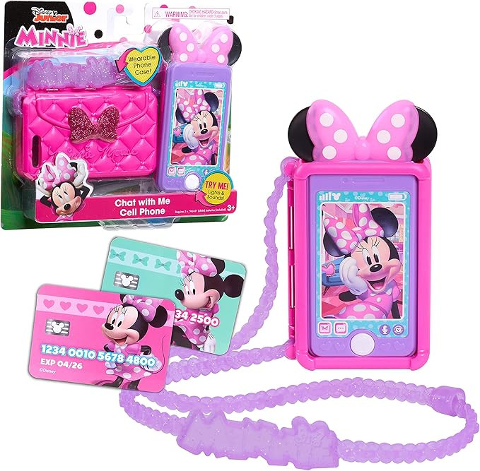 Disney Junior Minnie Mouse Chat with Me Cell Phone Set, Lights and Realistic Sounds, Includes Str... | Amazon (US)