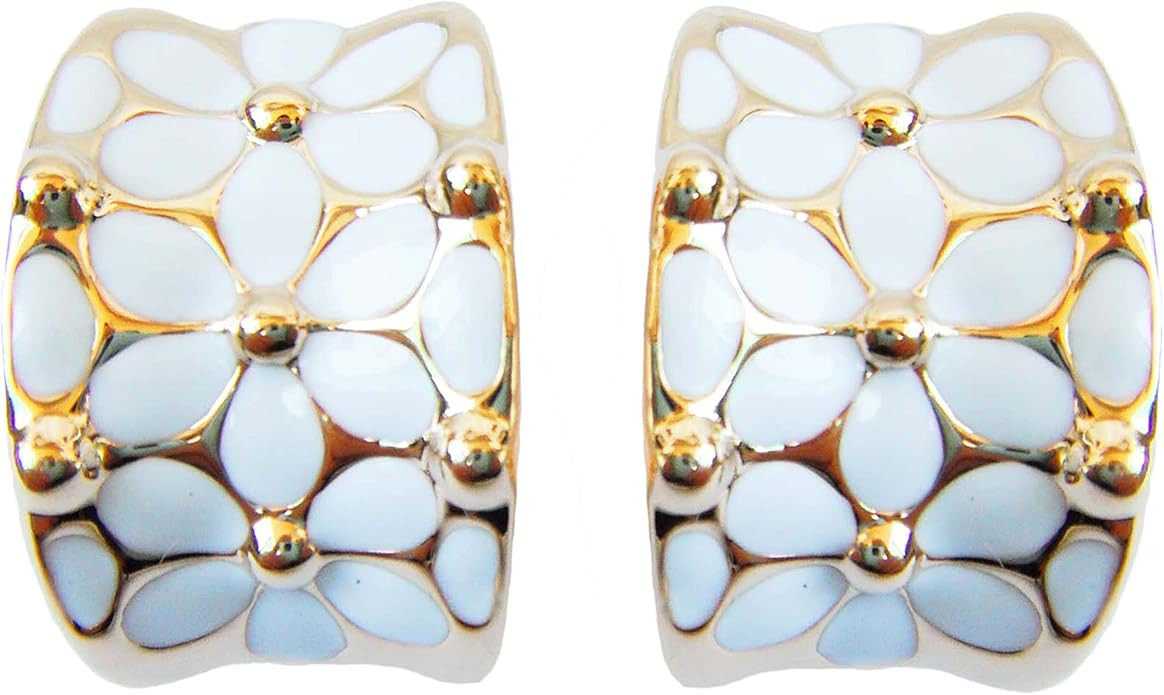 Navachi 18k Gold Plated Square Rainbow Colorful Enamel Leaves Flower Omega Back Earrings | Amazon (US)
